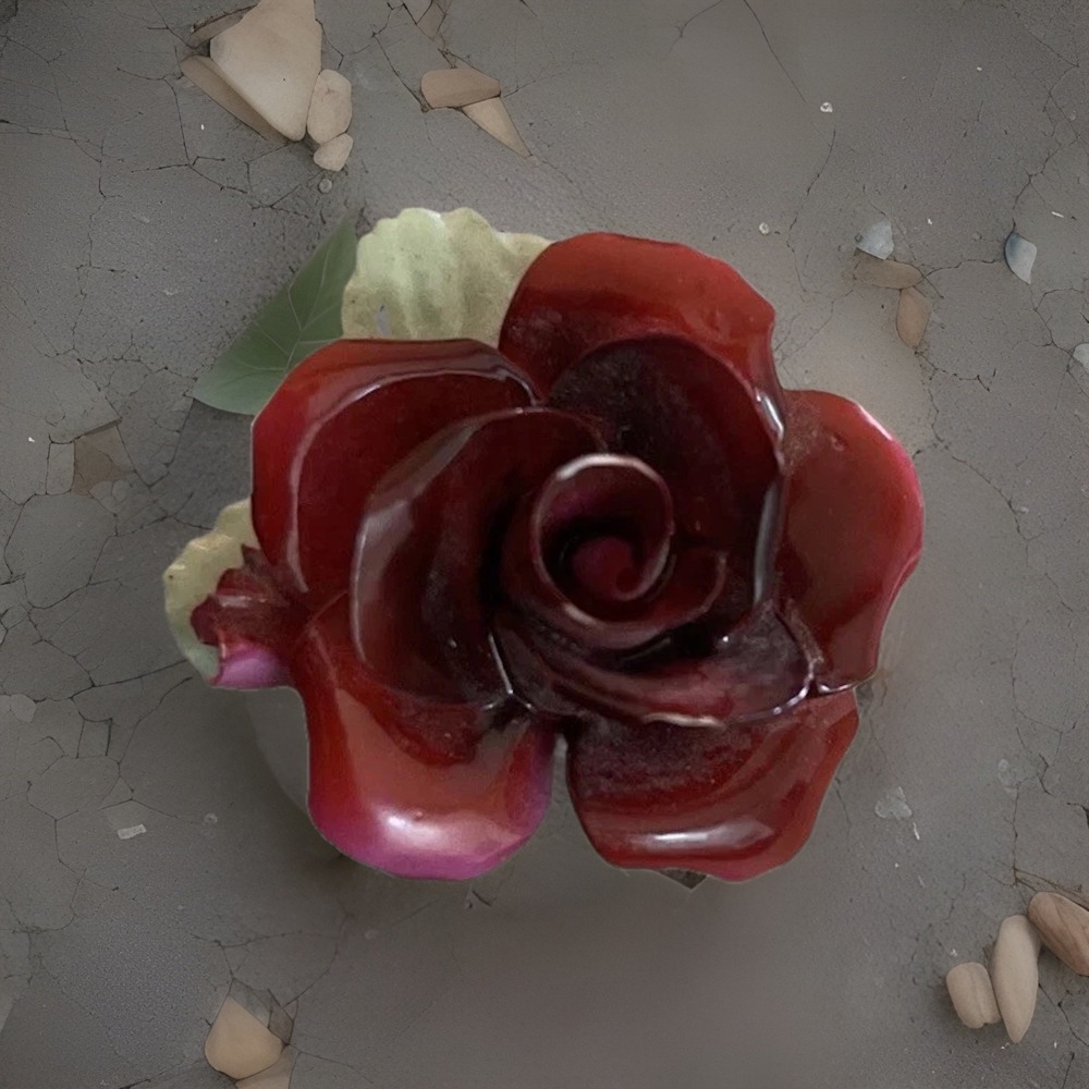 Vintage Handmade in England Bone China‎ Red Rose Brooch Pin